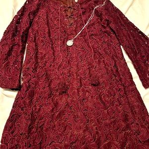 Maroon lace dress